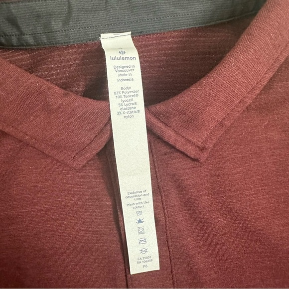 Lululemon Polo Shirt Short Sleeve Burgundy Red Casual Button Up Men’s Size Small - Picture 4 of 4